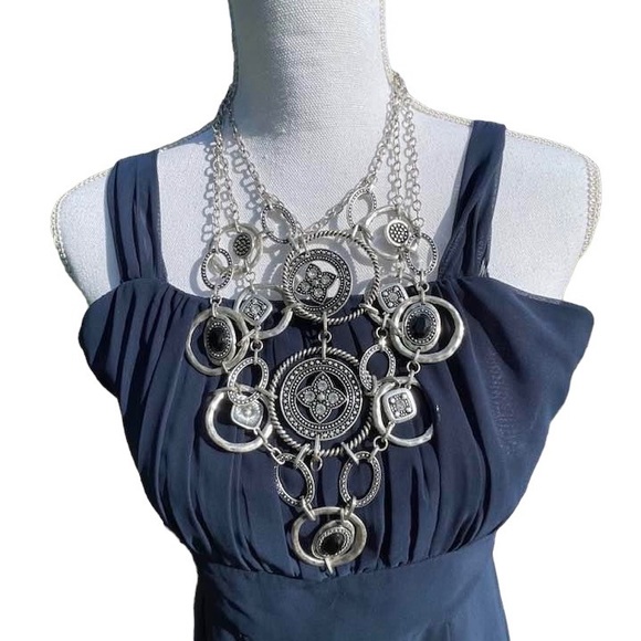 Chiffon Dress - Navy - size 14 - Picture 4 of 15